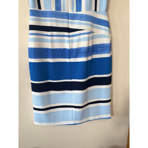 Slate & Willow RTR Colorblock Bodycon V Neck Dress Blue White Stripe 12 MINT - Picture 8 of 9
